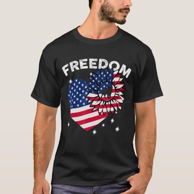 Camiseta Cachorro da Montanha Bernese Sunflower Heart Ameri (Frente)
