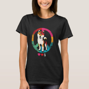 Camiseta Cachorro Da Paz E Shiba Inu - Símbolo Da Paz Vinta