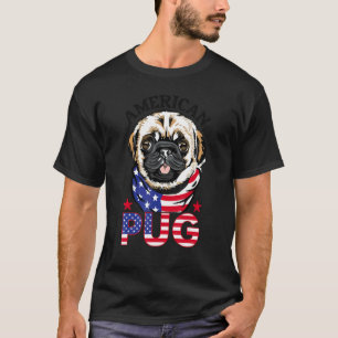 Camiseta Cachorro da Raça Pug Patriótico Orgulho da Bandeir