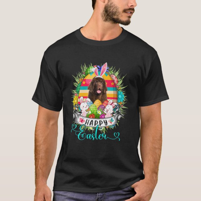 Camiseta Cachorro Da Terra Nova Na Cesta De Ovos De Páscoa  (Frente)