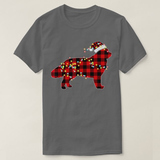 Camiseta Cachorro da Terra Nova - Xadrez Vermelha (Frente do Design)