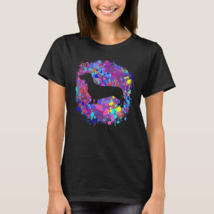Camiseta Cachorro Dachshund Arte com respingos em aquarela