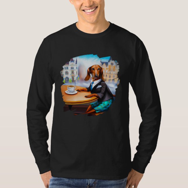 Camiseta Cachorro Dachshund Chiweenie Café Aristocrata Cof (Frente)