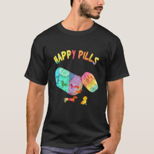 Camiseta Cachorro Dachshund Colorido Comprimidos Felizes