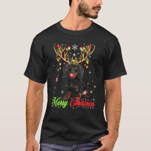 Camiseta Cachorro Dachshund Com Marreiros Feliz Natal