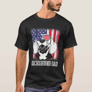 Camiseta Cachorro Dachshund Com Óculos De Bandeira Feliz Da