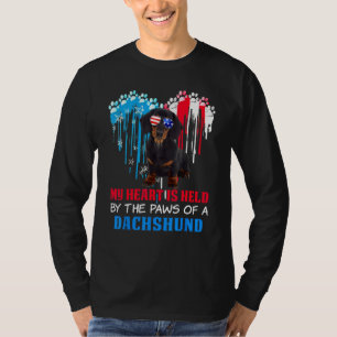 Camiseta Cachorro Dachshund Coração 4 de Julho Cachorro  Ba