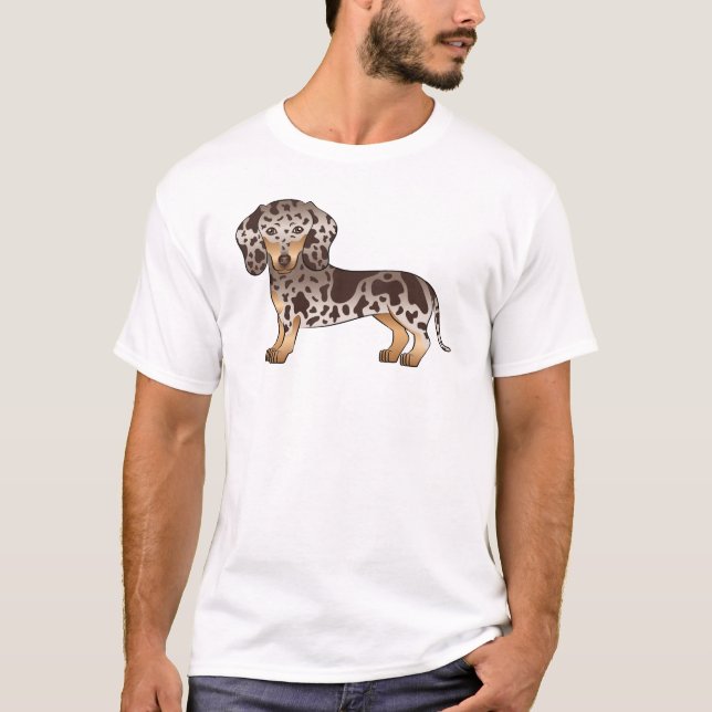 Camiseta Cachorro Dachshund de Pelo Liso Chocolate e Tan Da (Frente)