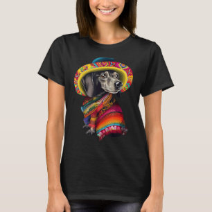 Camiseta Cachorro Dachshund nas Cinco Mexicanas De Mayo Som