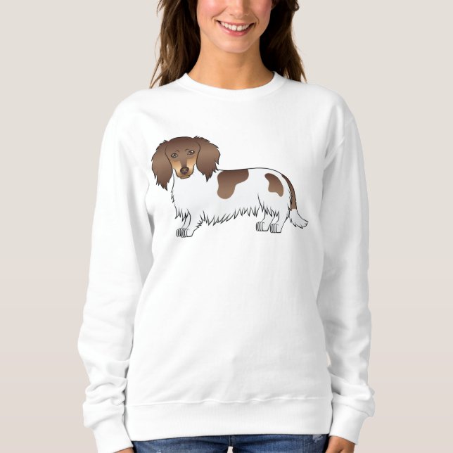 Camiseta Cachorro Dachshund Piebald de Chocolate e Bege com (Frente)
