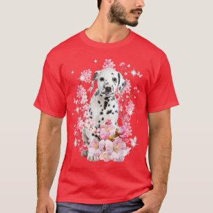 Camiseta Cachorro Dalmaciano - Flor Sakura do Blossom em Ja