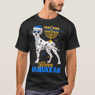 Camiseta Cachorro Dalmaciano Menorah Happy Hanukkah Chanuk
