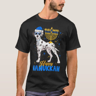 Camiseta Cachorro Dalmaciano Menorah Happy Hanukkah Chanuk