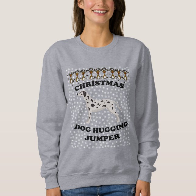 Camiseta Cachorro dálmata Natal Abraçando Cachorro (Frente)