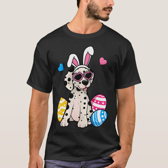 Camiseta Cachorro Dálmata Orelhas de Coelho Óculos de Sol D (Frente)
