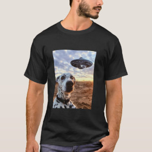 Camiseta Cachorro Dálmata Selfie com Óvnis Alienígenas Engr