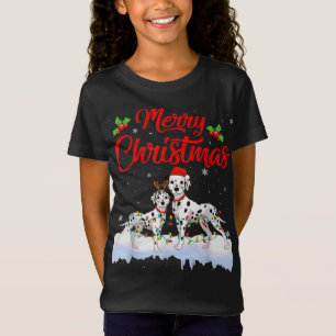 Camiseta Cachorro Dalmático Luzes de Natal Engraçadas Papai