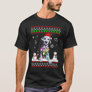 Camiseta Cachorro Dalmático Luzes de Natal Feias Suor