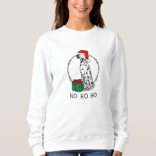 Camiseta Cachorro Dalmático Natal Santa Hat (preto 1)