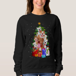 Camiseta Cachorro das Luzes das Árvores de Natal Pitbull
