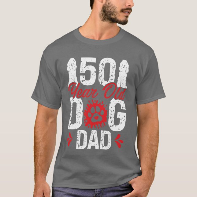 Camiseta Cachorro de 50 anos Pai 50º aniversário para amigo (Frente)