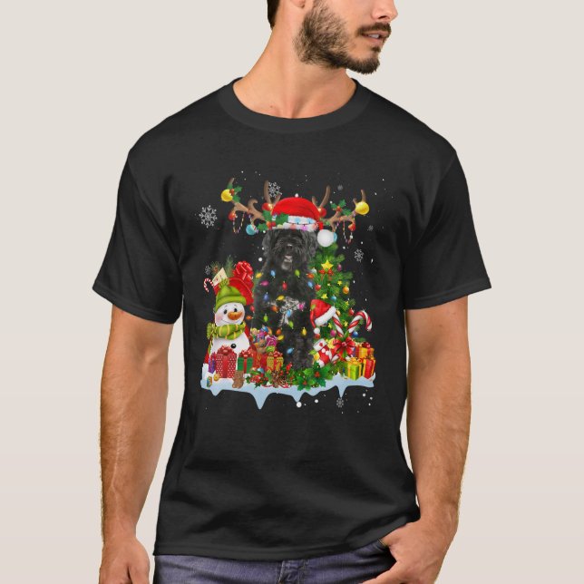 Camiseta Cachorro de Água em Português que Reindeia Luzes d (Frente)