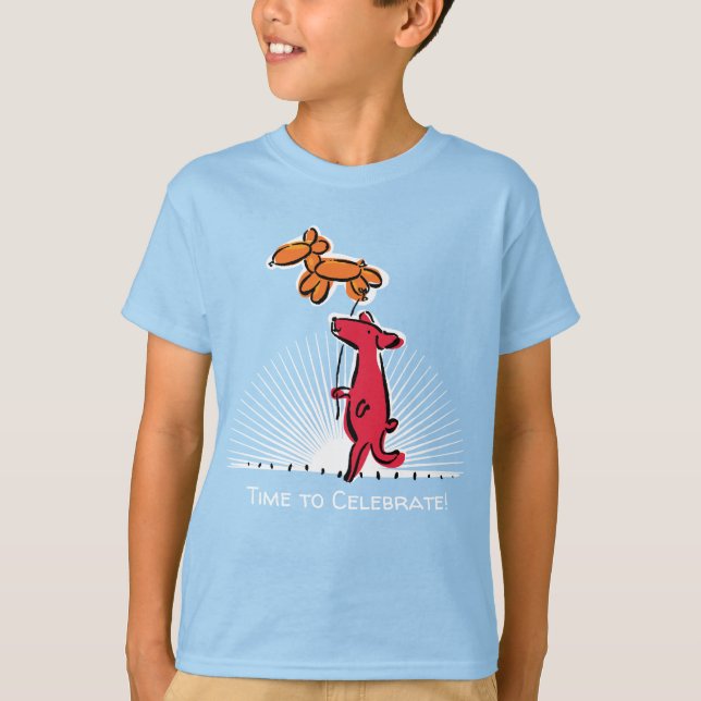Camiseta Cachorro de Aniversário com Animal Balão (Frente)