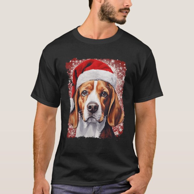 Camiseta Cachorro de Arte Pop Beagle Natal  (Frente)