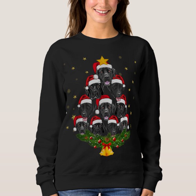 Camiseta Cachorro de Árvore de Natal Black Lab Sobre Xmas E (Frente)