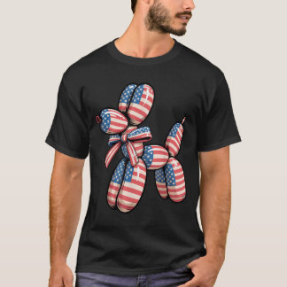 Camiseta Cachorro de Balão Torção de Balão 4 de Julho Ameri