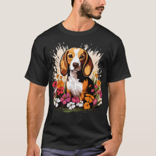 Camiseta Cachorro de Beagle Mountain Flor Cugado Colorido C