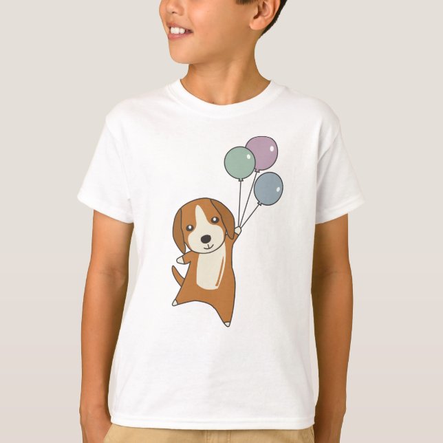 Camiseta Cachorro De Beagle Voa Para Cima De Balões (Frente)