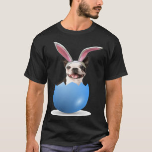 Camiseta Cachorro de Boston Terrier Cão Páscoa Coelhado de