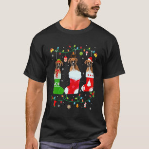 Camiseta Cachorro de Boxer Três Meias De Natal Cachorro De