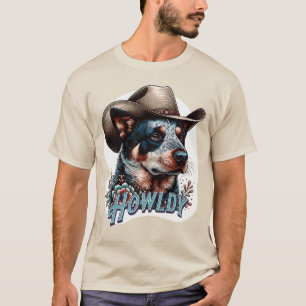 Camiseta Cachorro de Cabeleireiro Azul Punny Howldy Cachorr