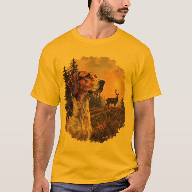 Camiseta Cachorro-de-caça-americano com cervo-de-cauda-bran (Frente)