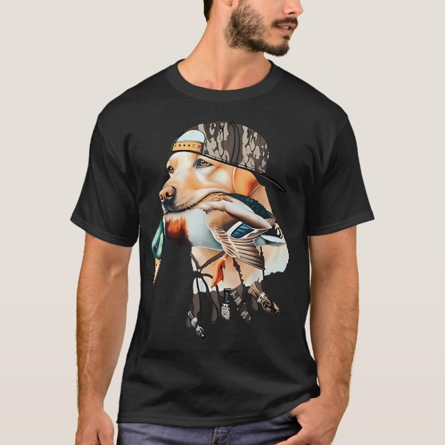 Camiseta Cachorro De Caça Com Pato Olá (Frente)