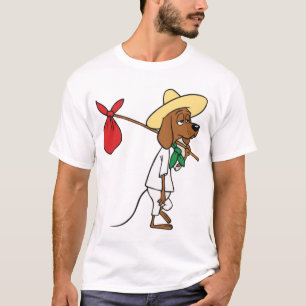 Camiseta Cachorro de Caça Viajante de Desenho Antigo – Trou
