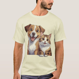 Camiseta Cachorro de Cartoon Cachorro e Impressão de Arte G
