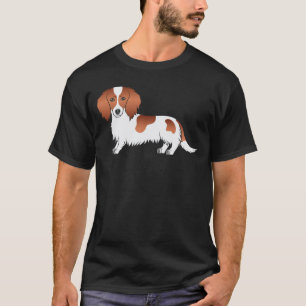 Camiseta Cachorro de Cartoon de Cabelo Longo Vermelho Pieba