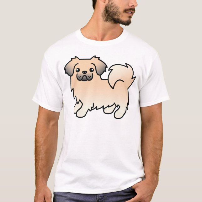 Camiseta Cachorro de Cartoon de Cream Sable Tibetan Spaniel (Frente)