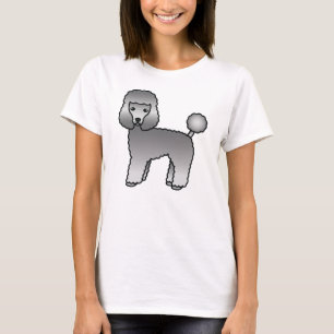 Camiseta Cachorro de Cartoon de Poodle com cinza