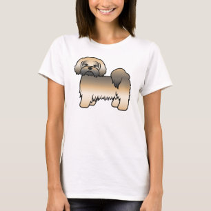 Camiseta Cachorro de Cartoon Dourado Lhasa Apso