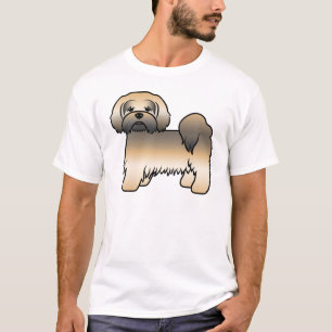 Camiseta Cachorro de Cartoon Dourado Lhasa Apso