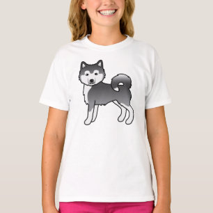 Camiseta Cachorro de Cartoon Malamute Azul no Alasca