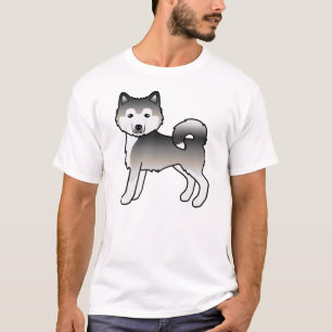 Camiseta Cachorro de Cartoon Malamute da cinza
