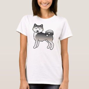 Camiseta Cachorro de Cartoon Malamute da cinza