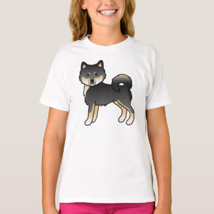 Camiseta Cachorro De Cartoon Malamute Preto E Tan