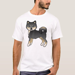 Camiseta Cachorro De Cartoon Malamute Preto E Tan