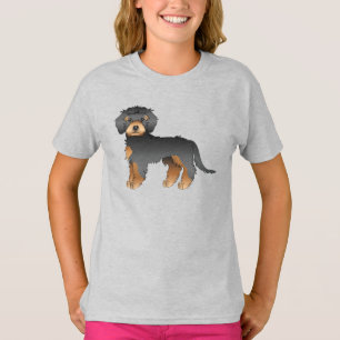 Camiseta Cachorro de Cartoon Negro E Mini Goldendoodle